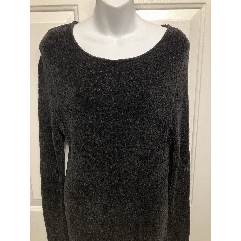 Eileen Fisher Women's Sweater Dress Chenille Long Sleeve Black Size Small/Medium